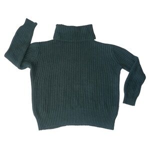 Pink Republic Dark Green Knitted Turtle Neck Long Sleeve Sweater Women Medium
